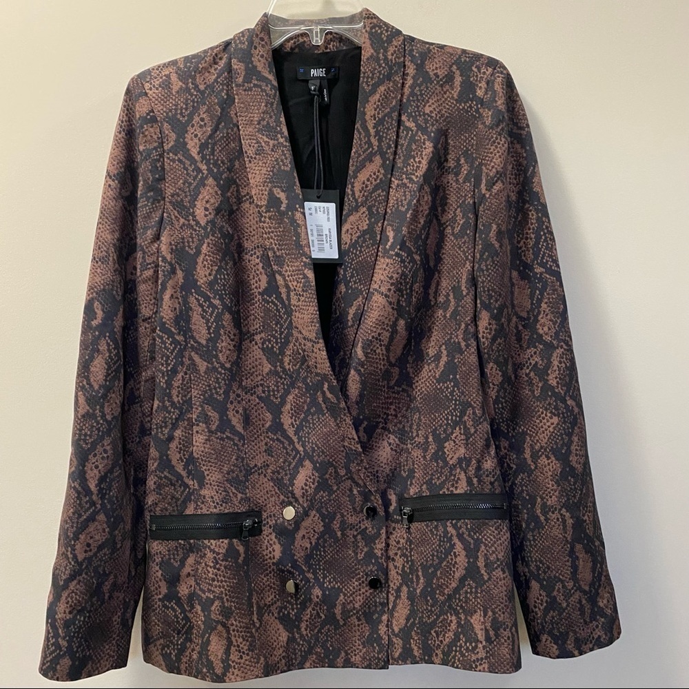 PAIGE KARISSA Brown Black Animal Print Blazer Size Medium